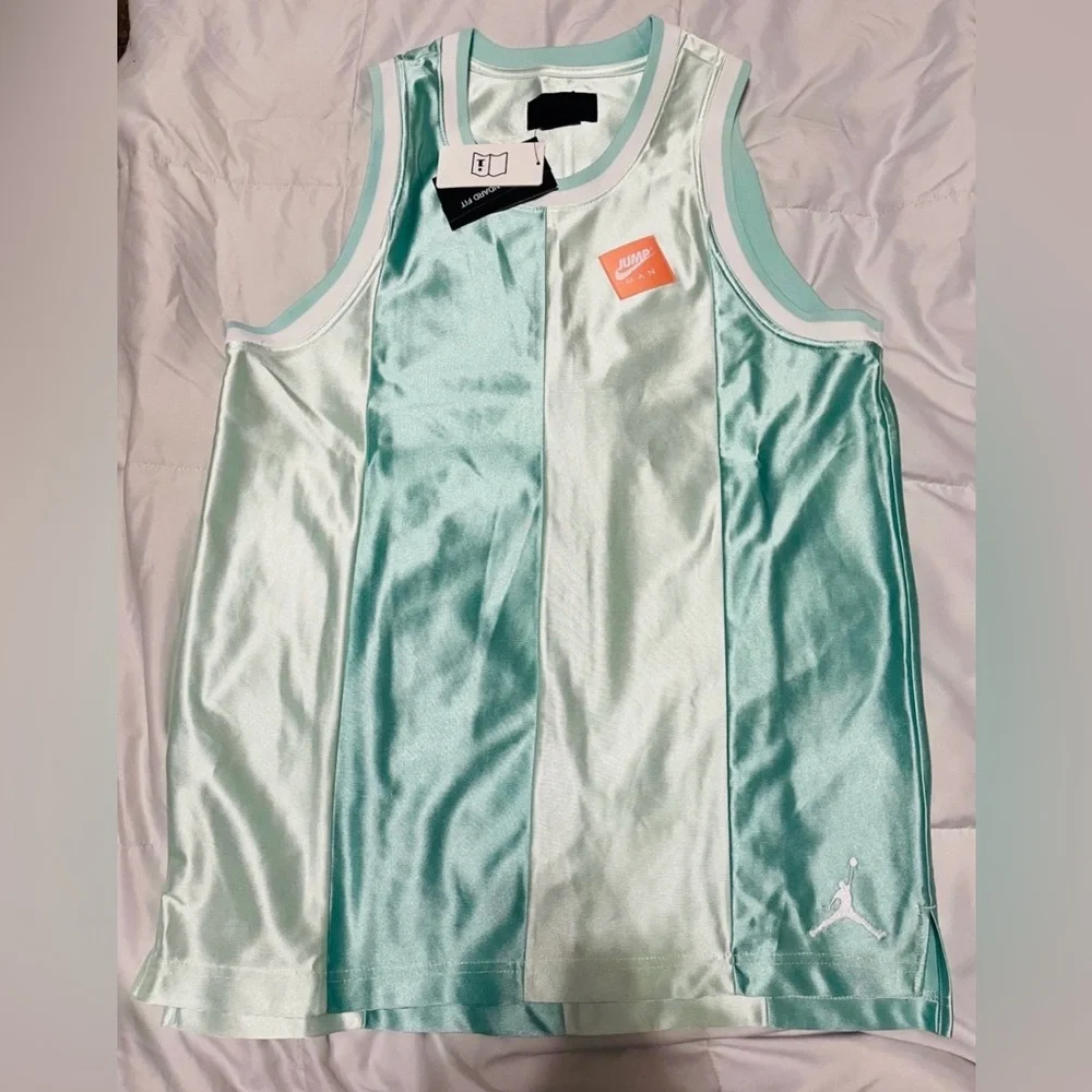 Jordan Men's Tank Top Mint Green and White Colorblock